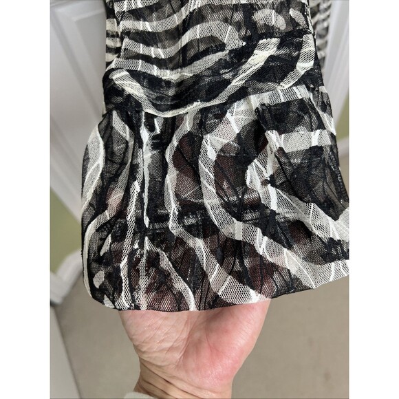 Damee Jacket Womens L Black Zebra Striped Mesh Art To Wear Artsy Lagenlook Top - Picture 5 of 10